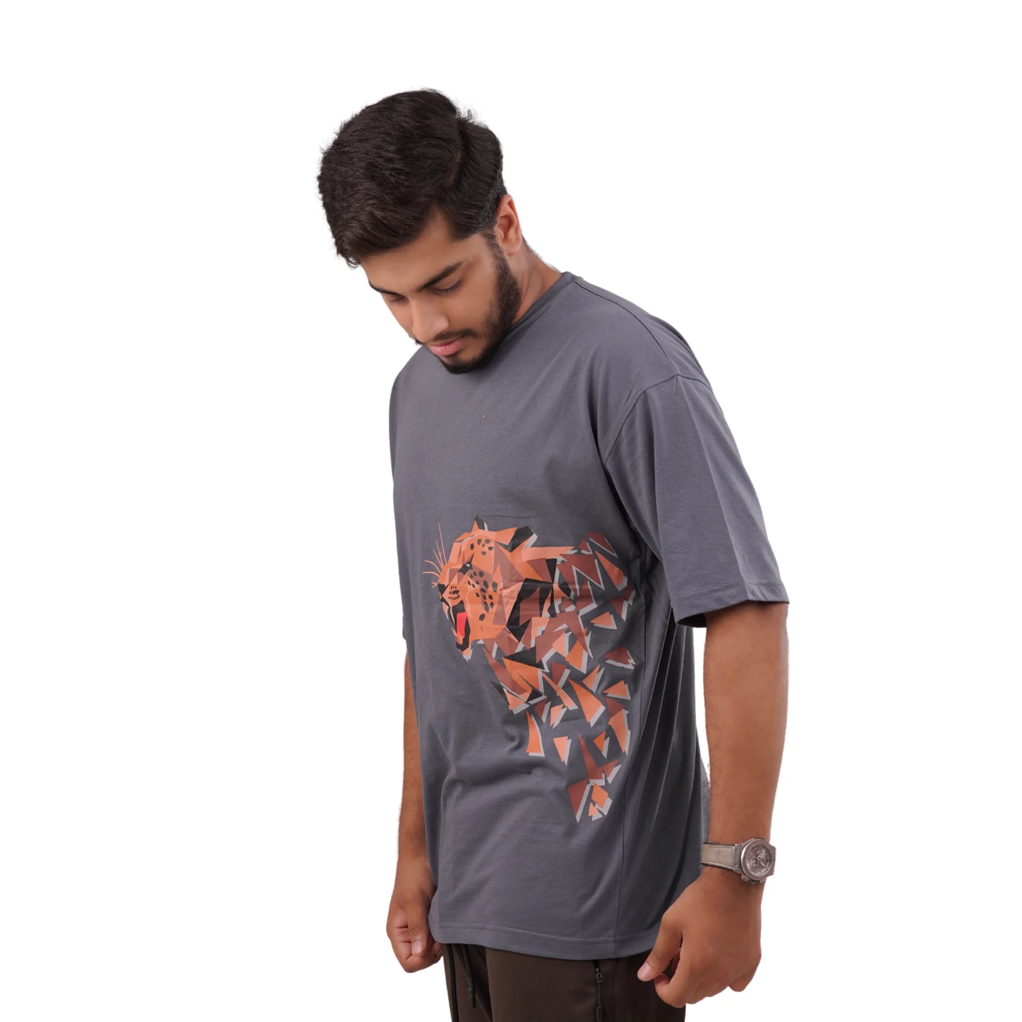 KO-0011 Lion Printed Dark Grey