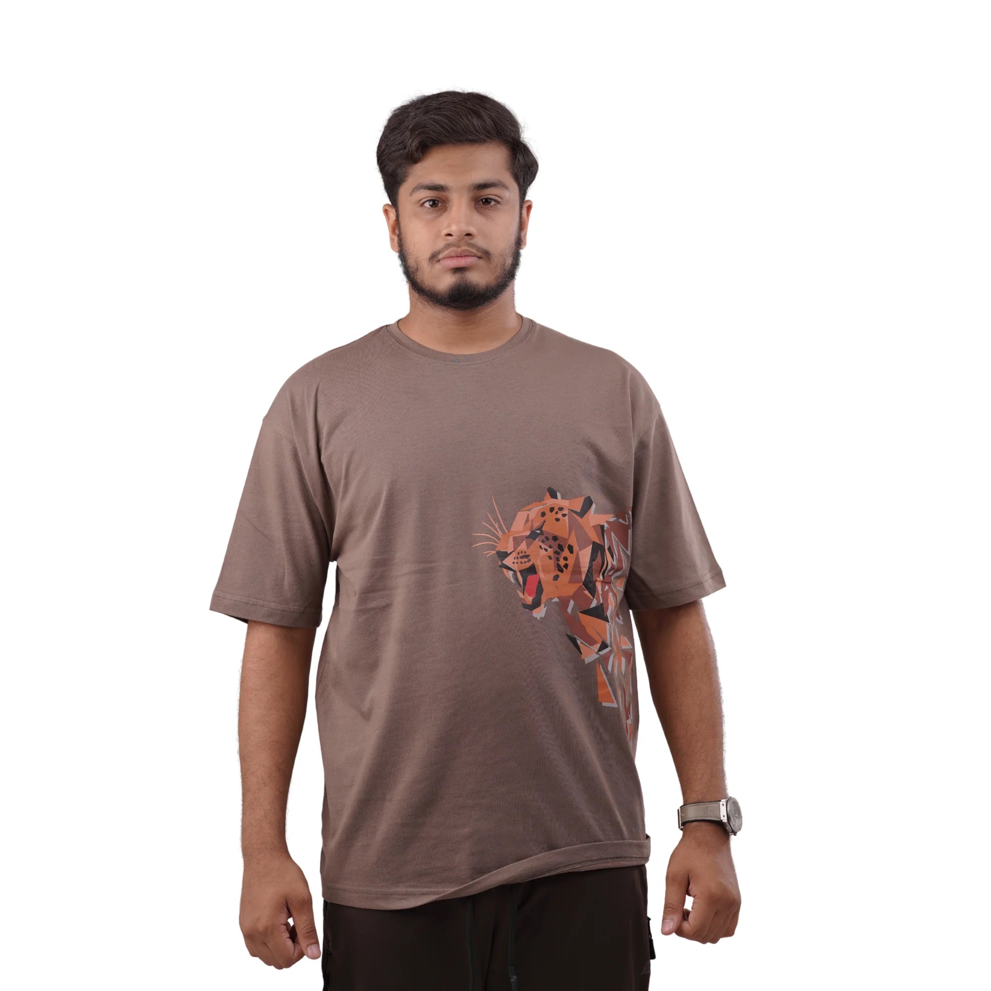 KO-0011 Lion Printed Dark Brown